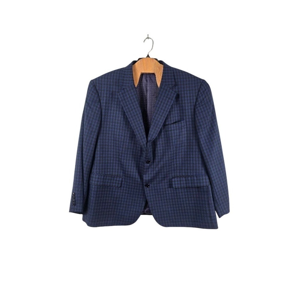 Oak Hill Sport Coat Mens 50R 2X  Blue Black Check Blazer Two Button Sport Coat